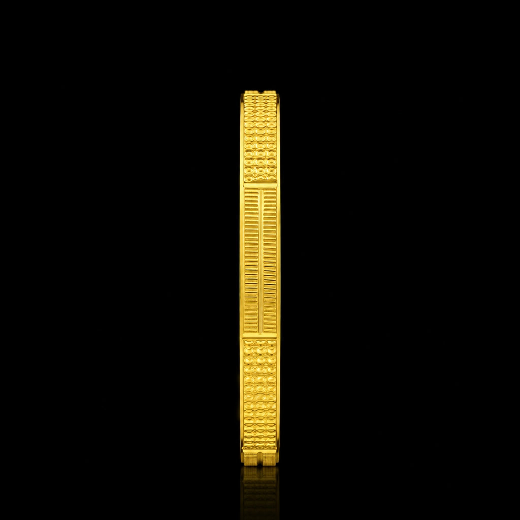 Flat Engraved Women's Bangle Gold Layered