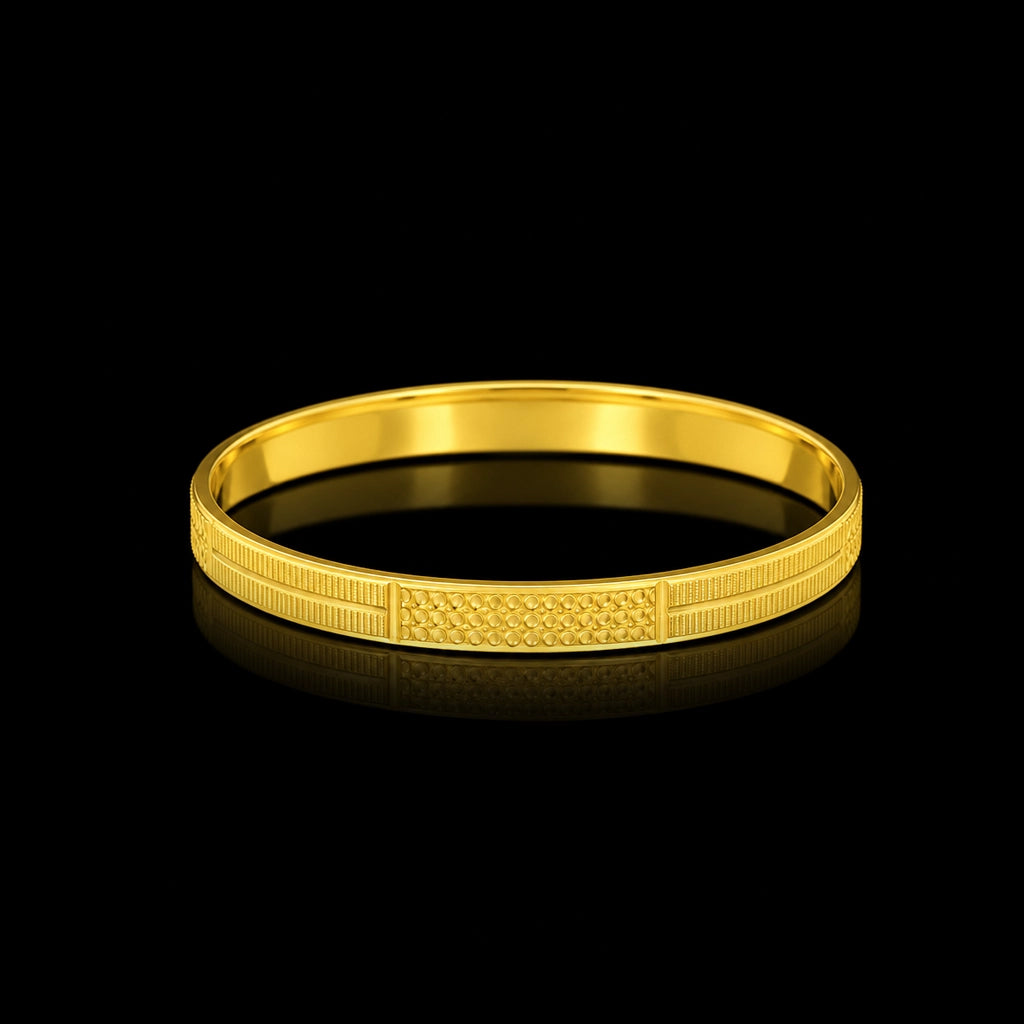 Flat Engraved Women's Bangle Gold Layered