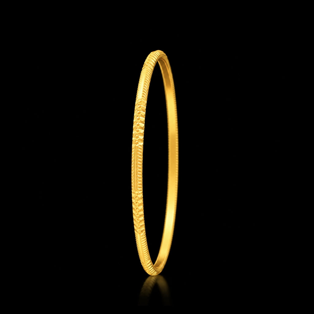 Gold Ribbed Fringe Cut Textured Bangle Gold Layered