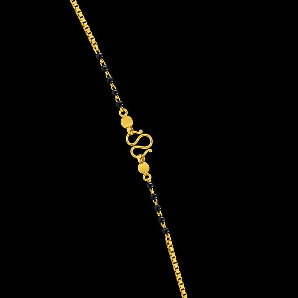 Black Bead Twin Line Karimani Mangalsutra Gold Layered
