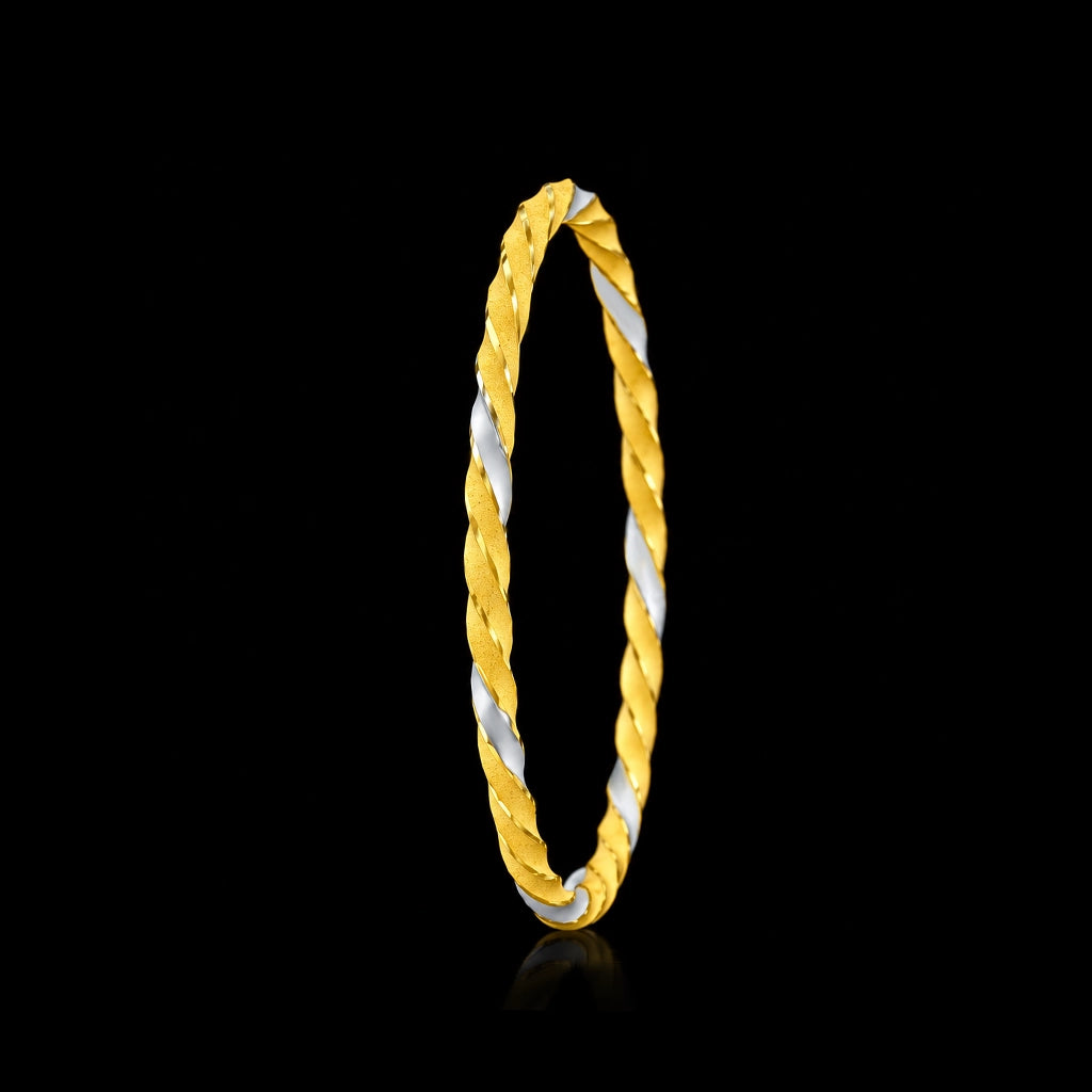 Twisted Rope Two Tone Bangle Gold Layered