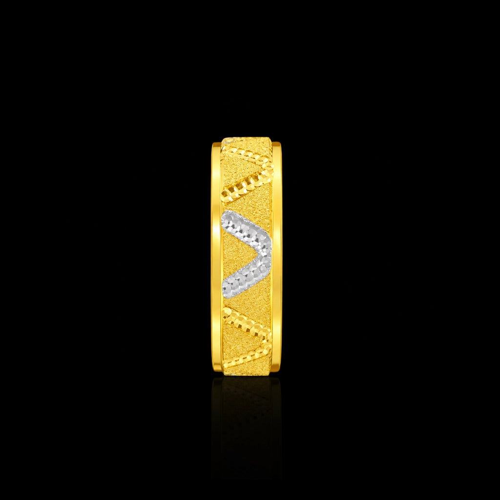 Chevron Diamond Cut Band Ring Gold Layered