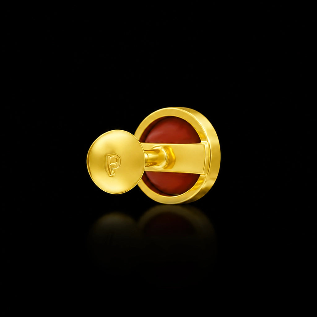 Round Bezel Dome Stud Gold Layered