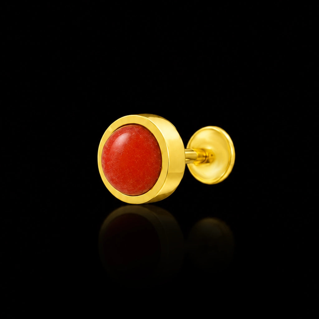 Round Bezel Dome Stud Gold Layered