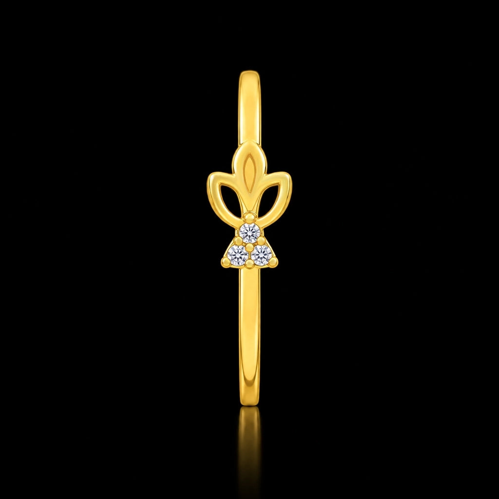 Lotus Petal Cluster Stone Ring Gold Layered