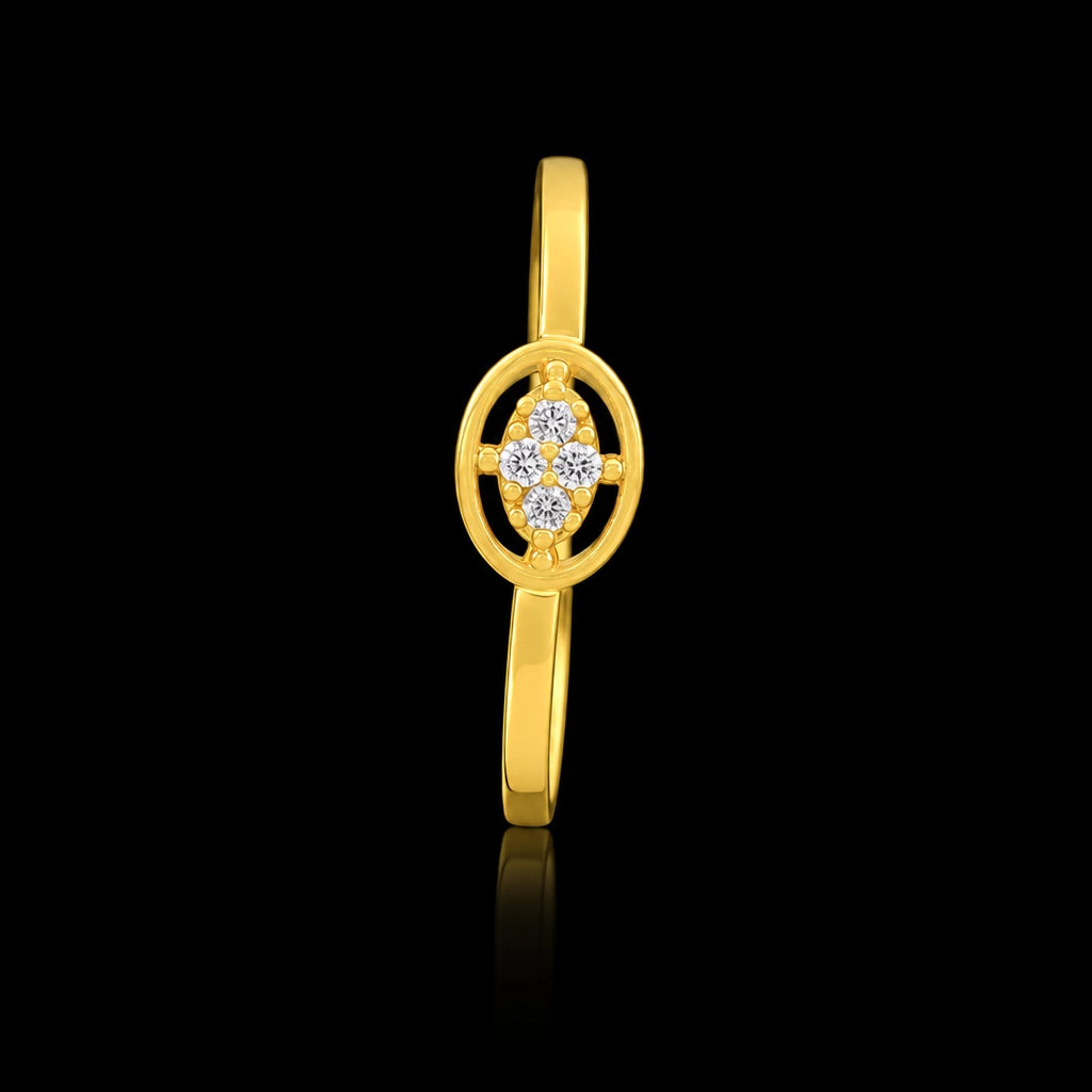 Four Stone Cluster Oval Frame Ring Gold Layered