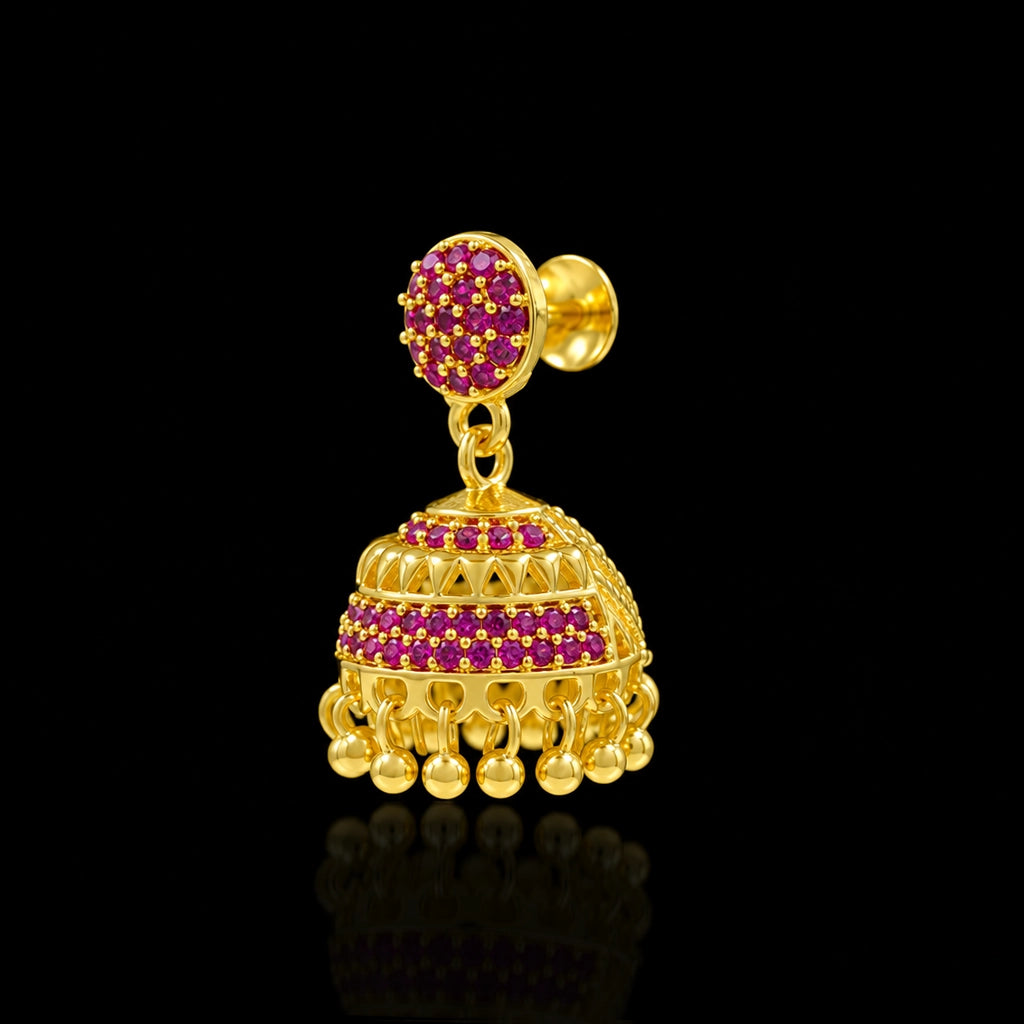 Dome Fringe Stone Jimikka Stud Gold Layered
