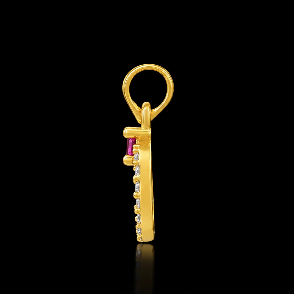 Open Circle Stone Ring Solitaire Pendant Gold Layered