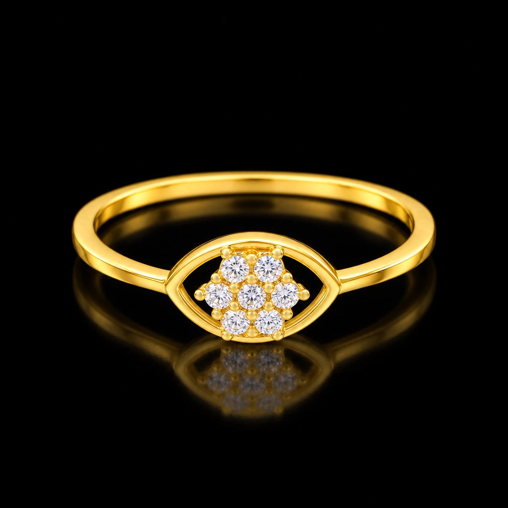 Seven Stone Cluster Eye Frame Ring Gold Layered