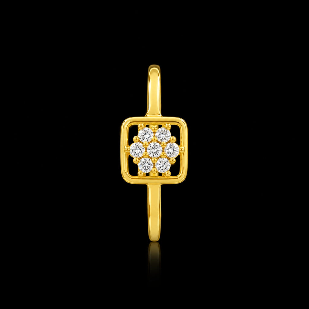 Seven Stone Cluster Square Frame Ring Gold Layered