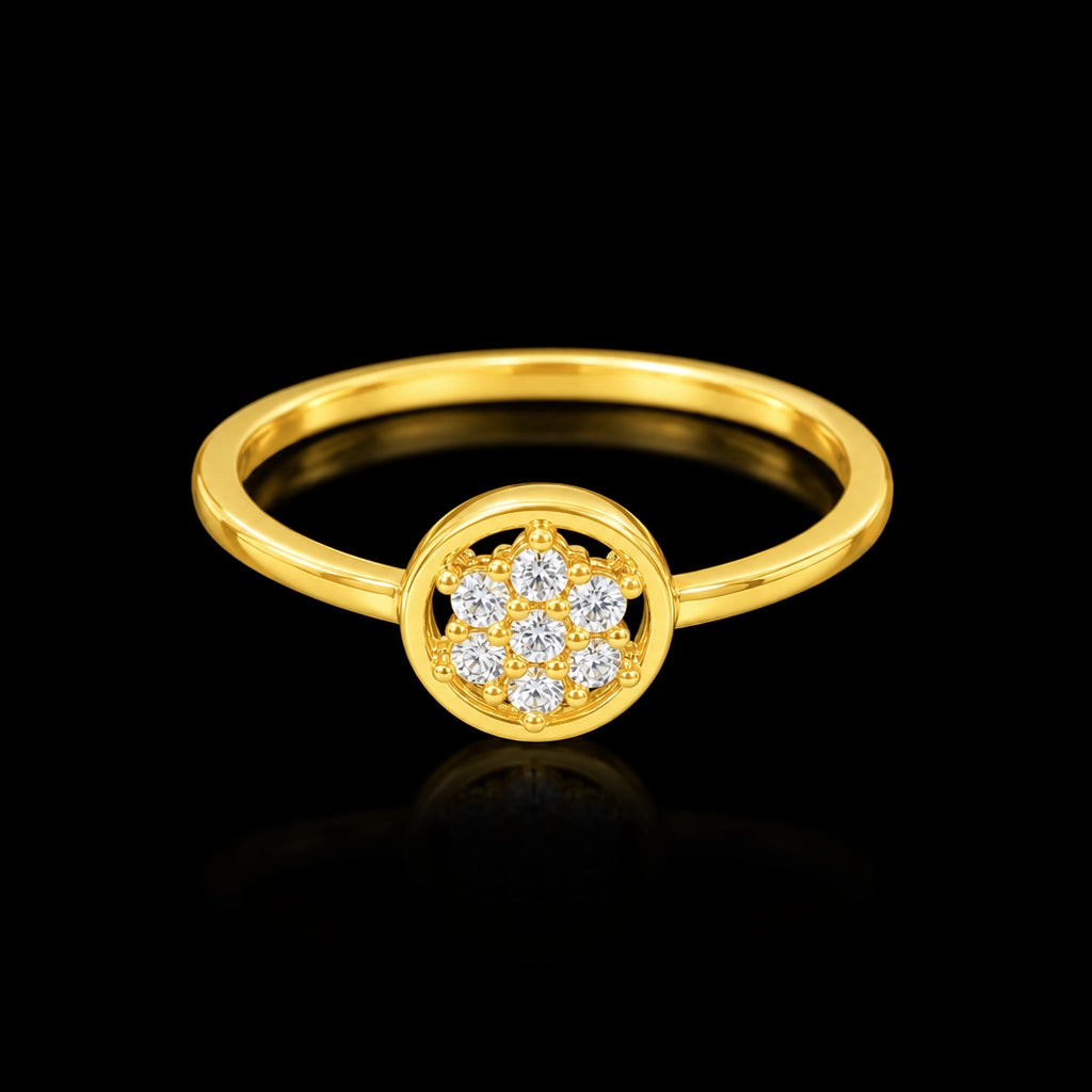 Seven Stone Cluster Round Frame Ring Gold Layered