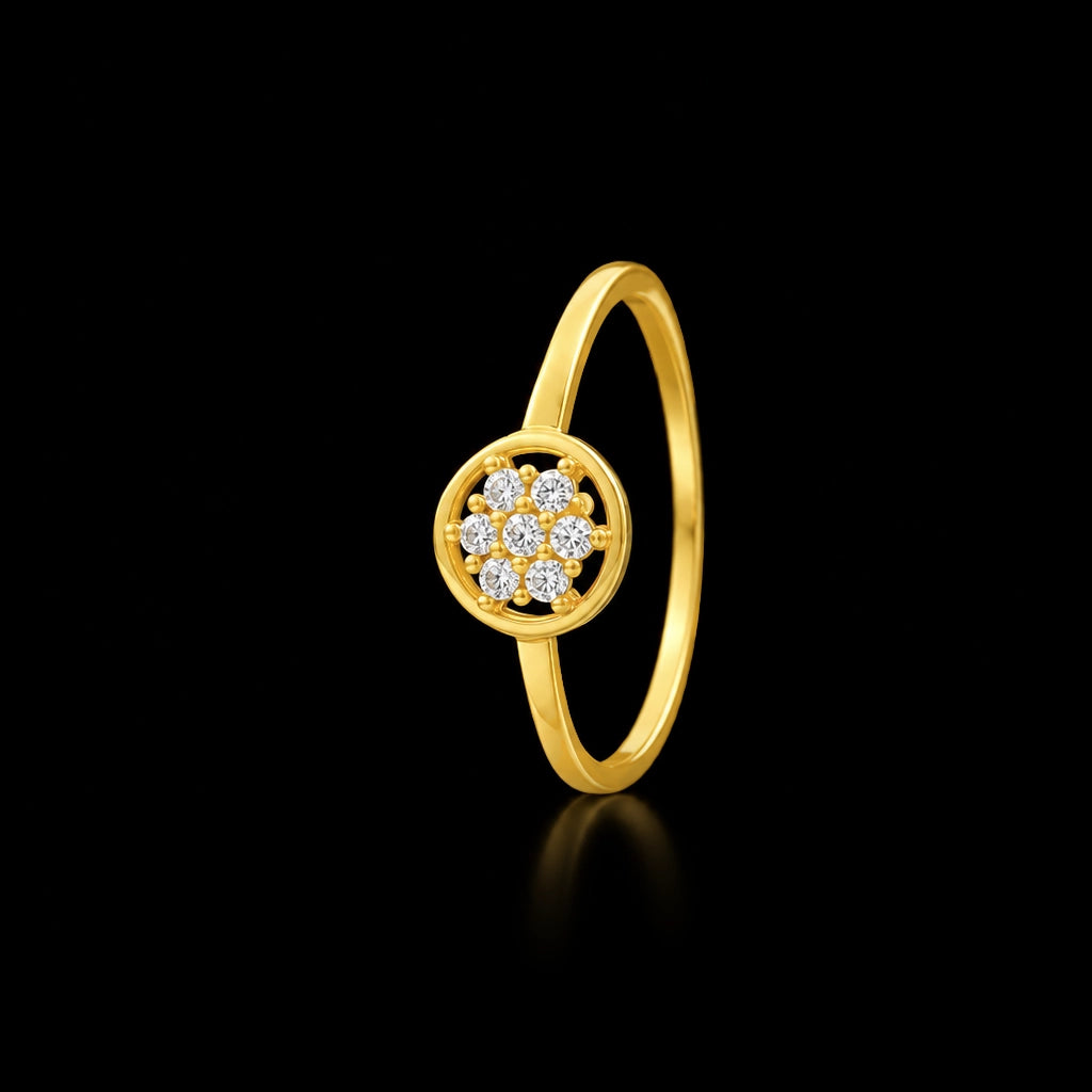 Seven Stone Cluster Round Frame Ring Gold Layered