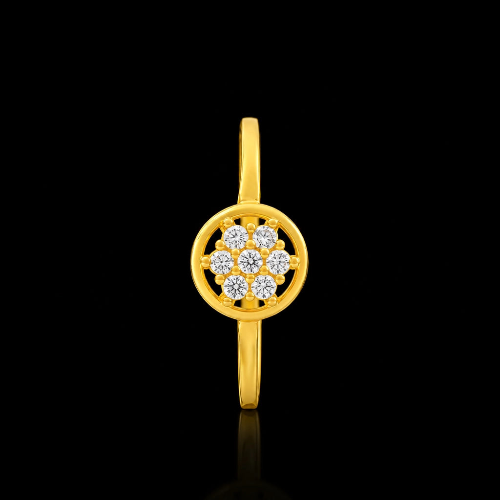 Seven Stone Cluster Round Frame Ring Gold Layered