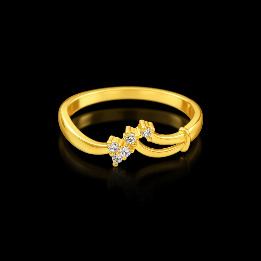 Twin Curve Stone Cluster Fine Ring Gold Layered