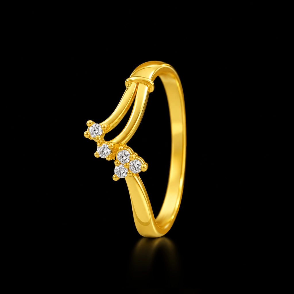 Twin Curve Stone Cluster Fine Ring Gold Layered