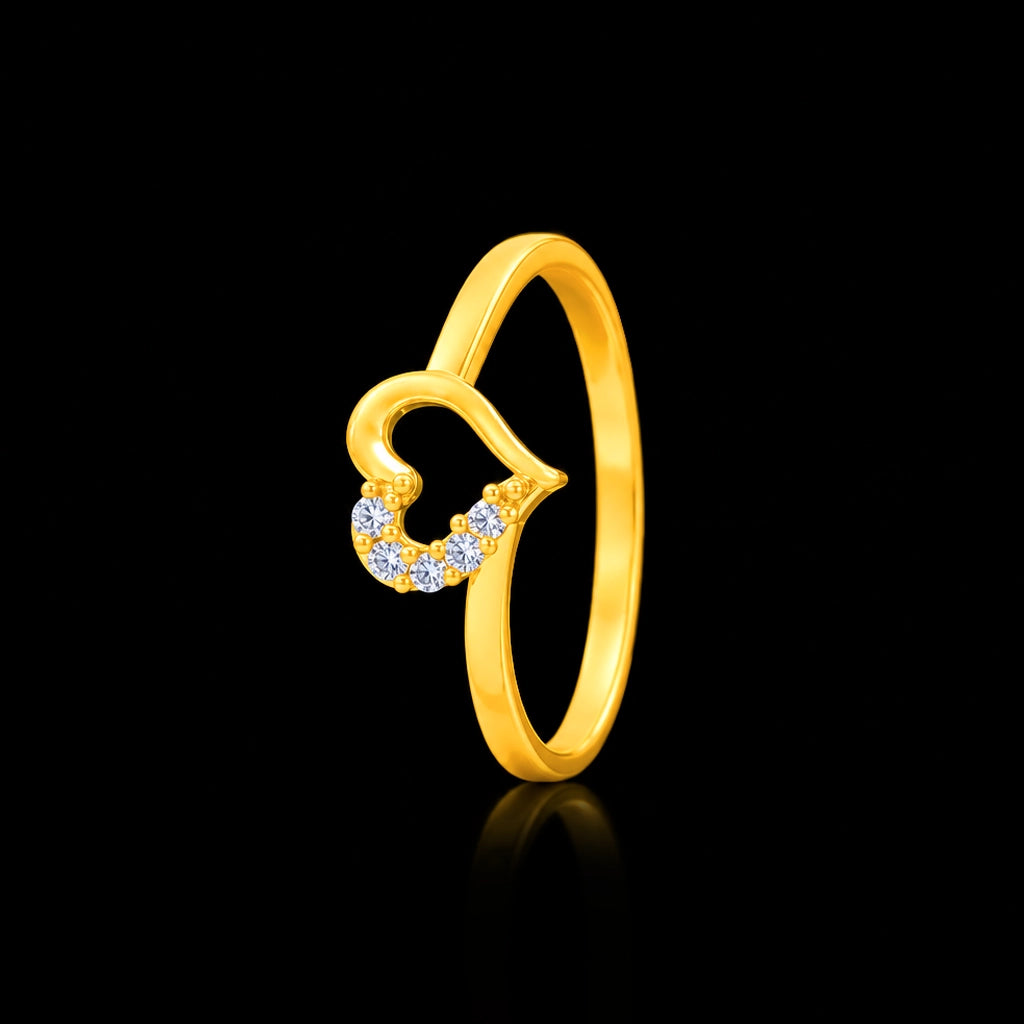 Open Heart Five Stone Curve Shank Ring Gold Layered
