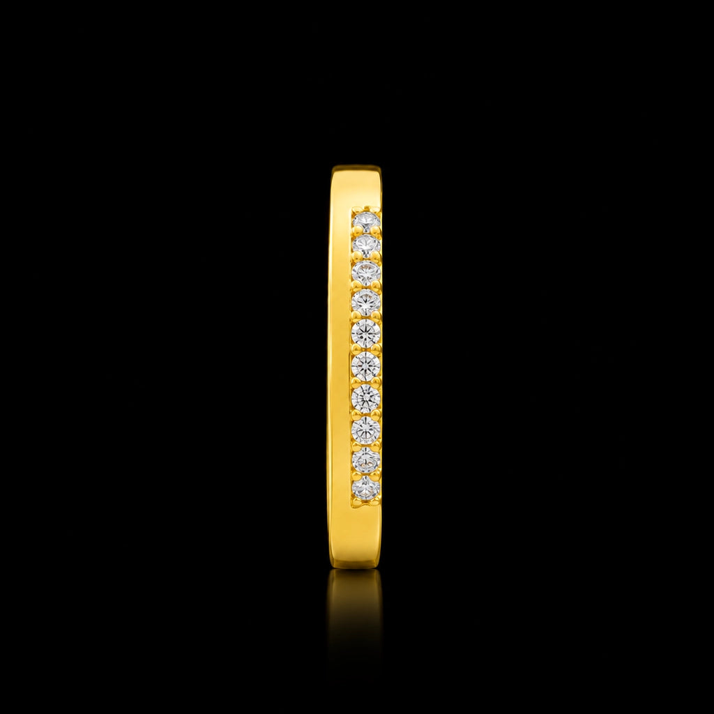 Ten Stone Bar Channel Band Ring Gold Layered