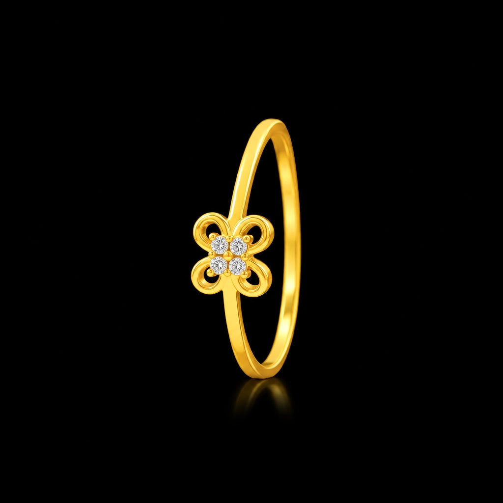 Four Stone Clover Loop Fine Ring Gold Layered