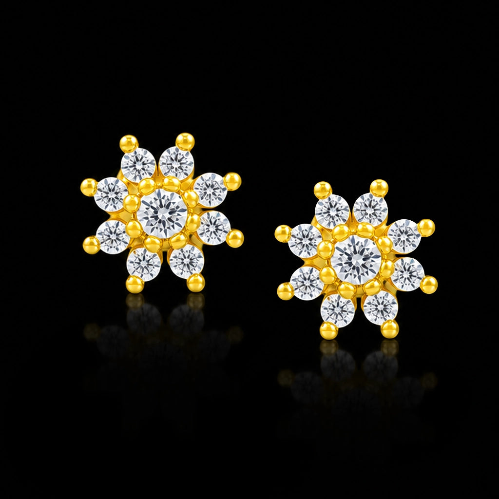 Eight Stone Bloom Cluster Stud Gold Layered