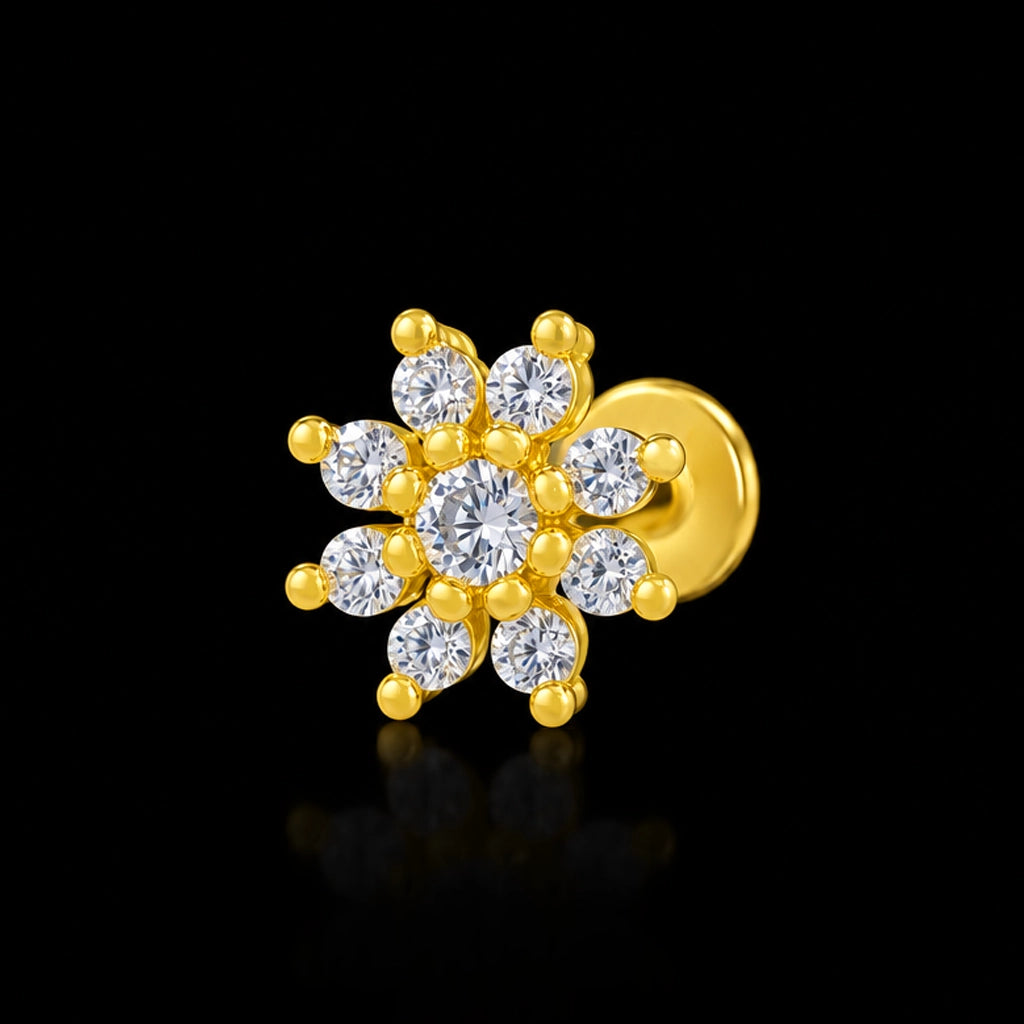 Eight Stone Bloom Cluster Stud Gold Layered