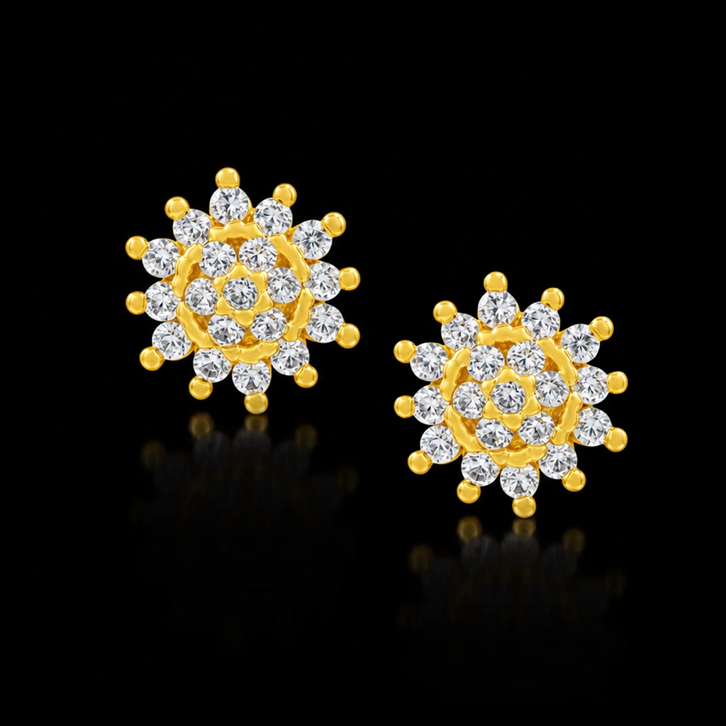 Bloom Cluster Stone Stud Gold Layered