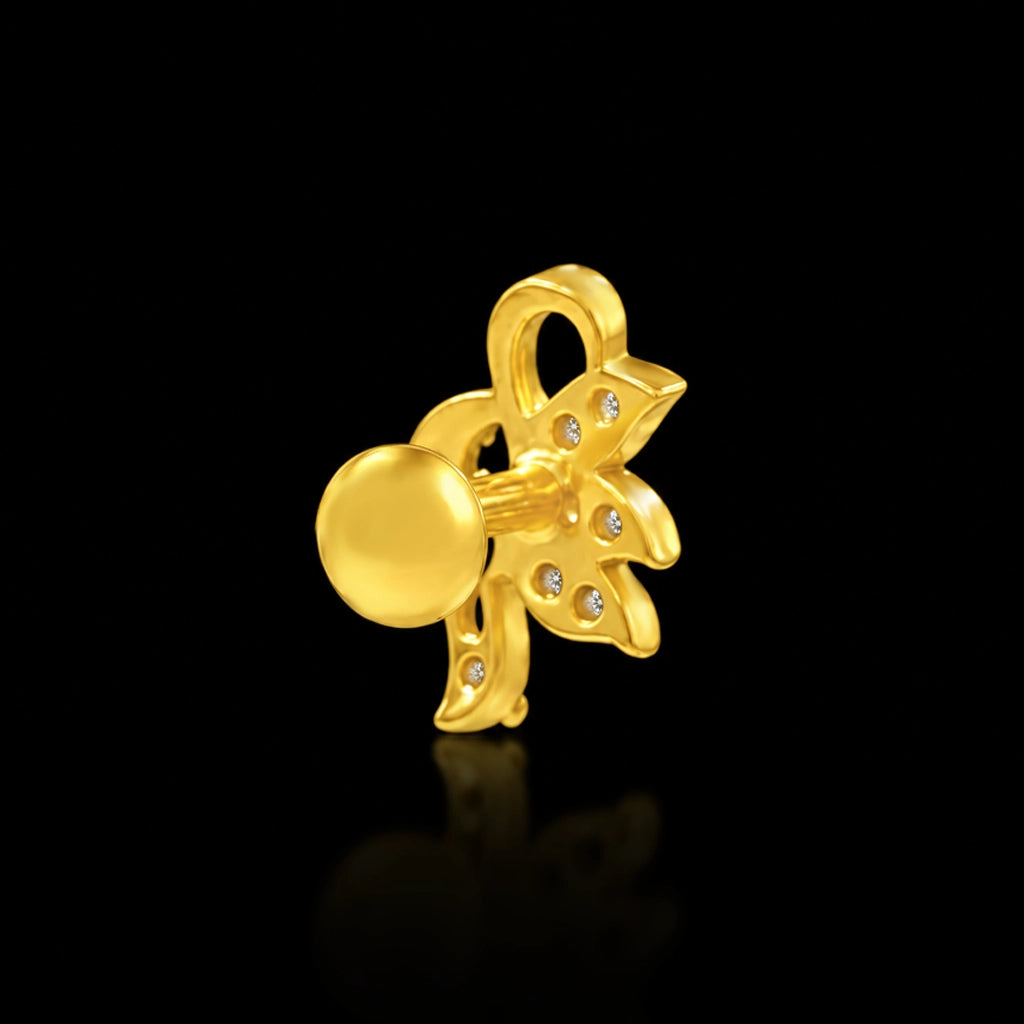 Lotus Petal Infinity Loop Stone Stud Gold Layered