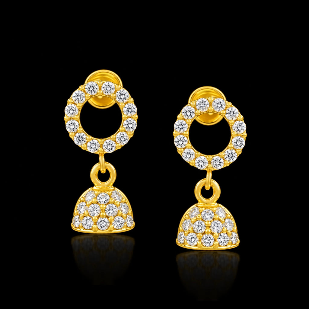 Ring Dome Stone Jimikka Hanging Stud Gold Layered