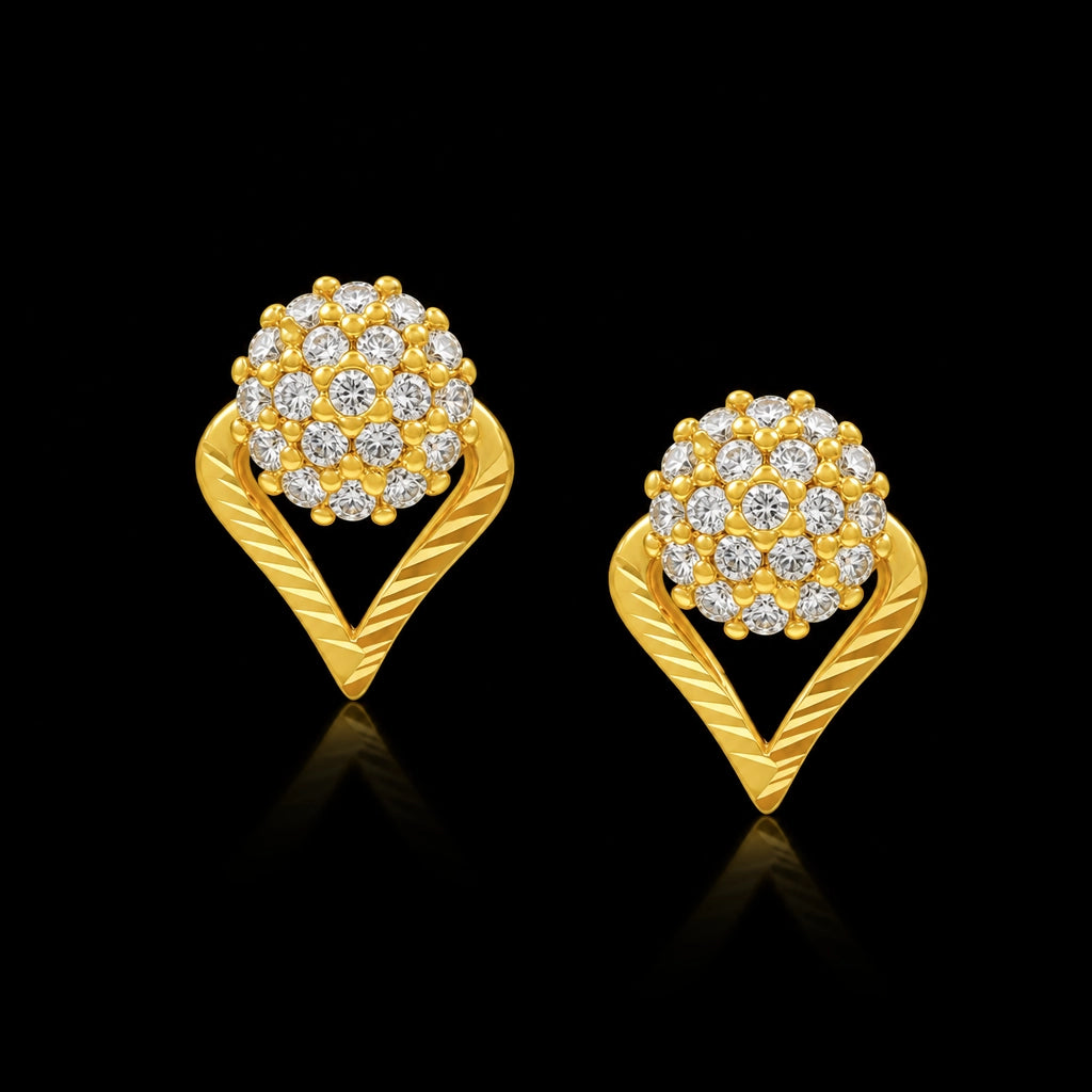 Stone Dome Cluster V Frame Stud Gold Layered