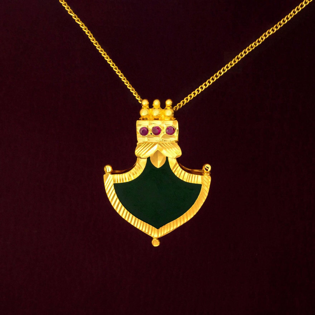 Pendant Chain Palakka Locket Gold Premium Green Palakka Locket