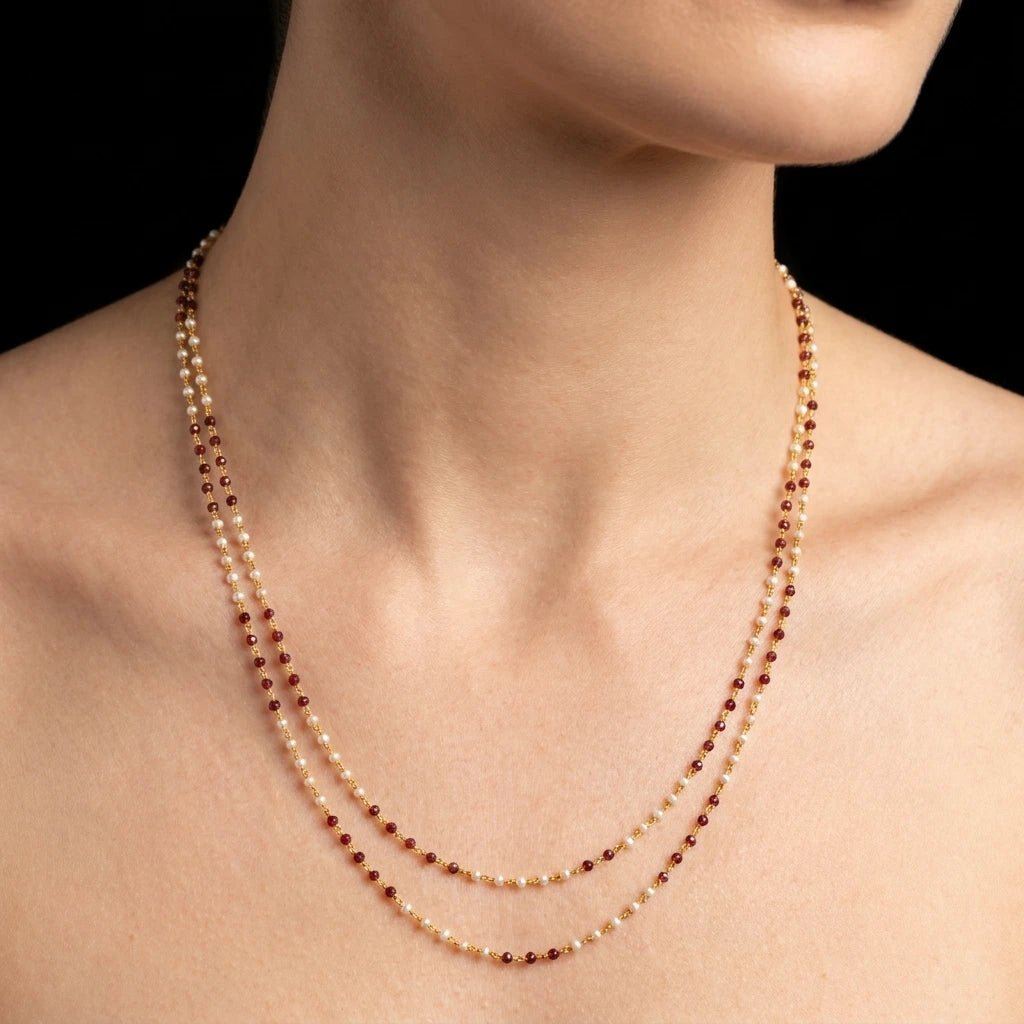 Coral/Pearl Stone Chain PSC8-10-057