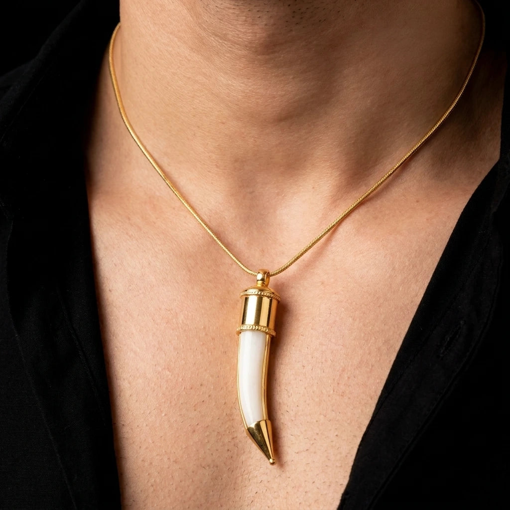 Gold Layered Silver Ivory Tusk Pendant GMSLGLT1-055
