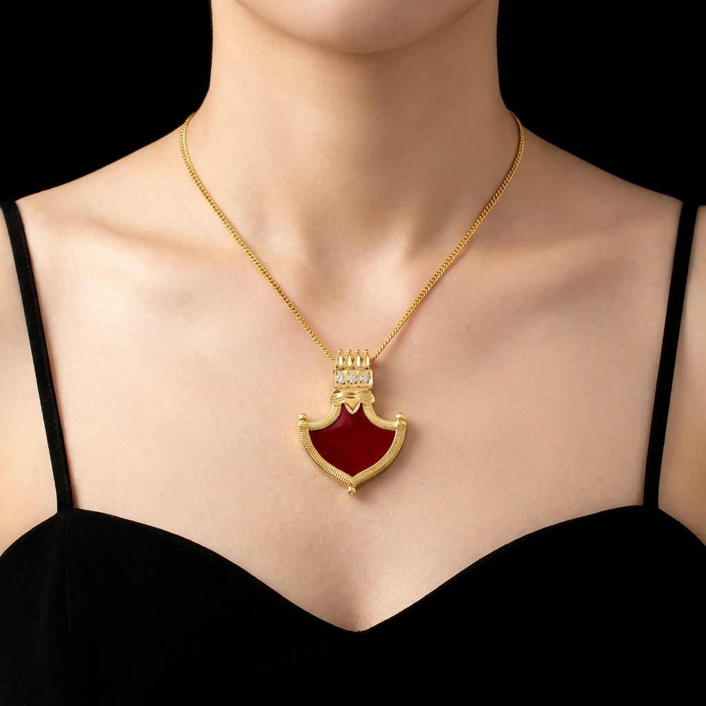 Palakka Red Stone Locket PSPKLTPX21A-082