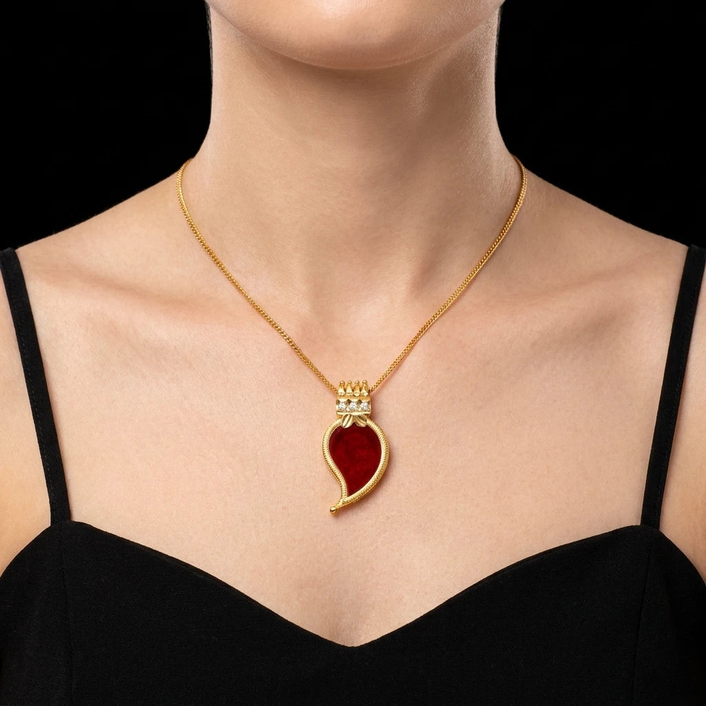 Palakka Red Stone Locket PSPKLTMX25b-082