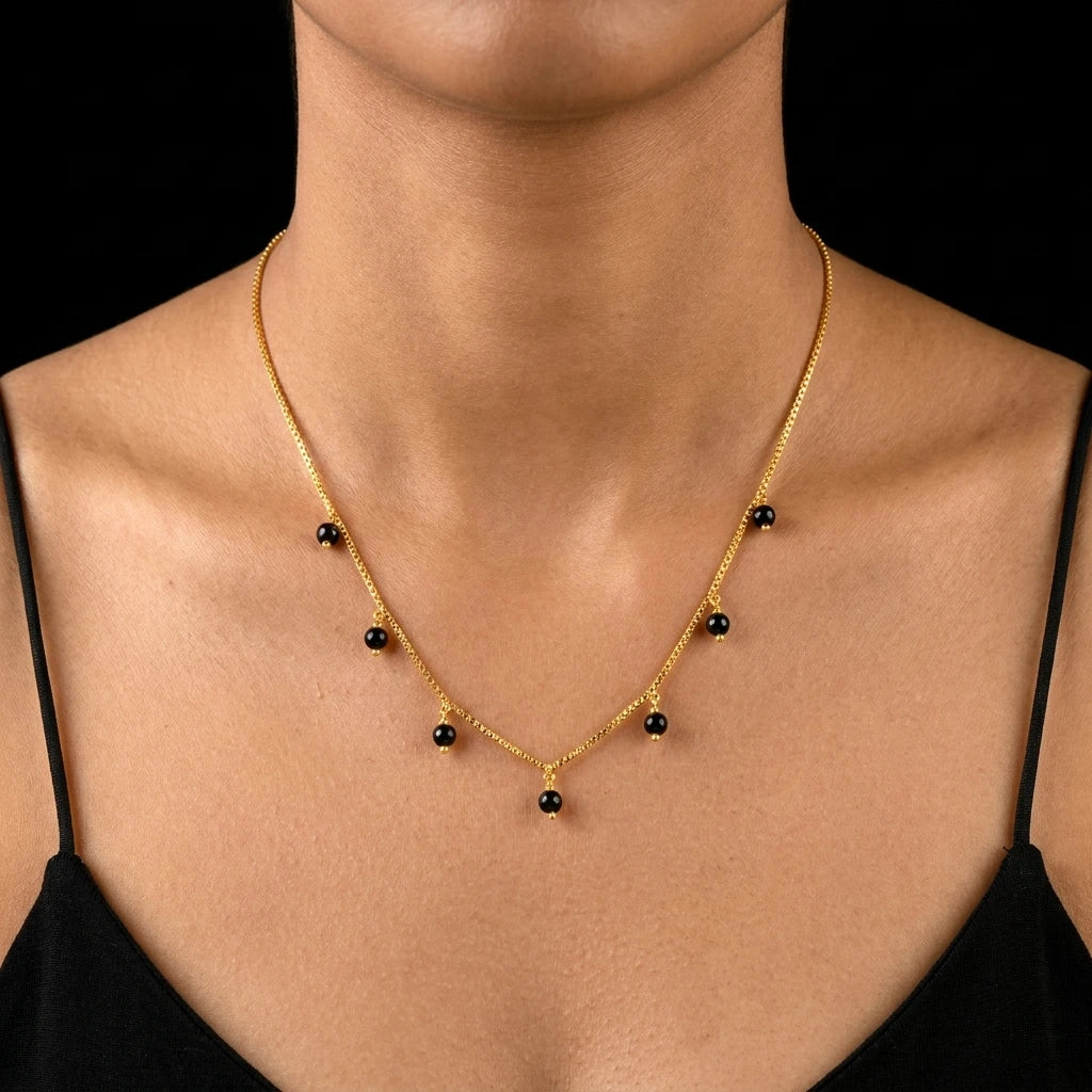 Black Bead Necklace PPNS1BO-063