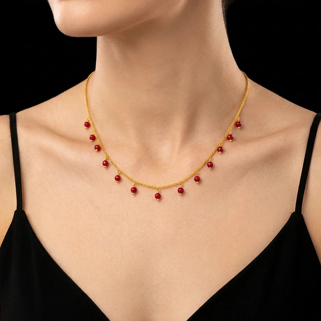 Red Bead Necklace PPNS8C-073