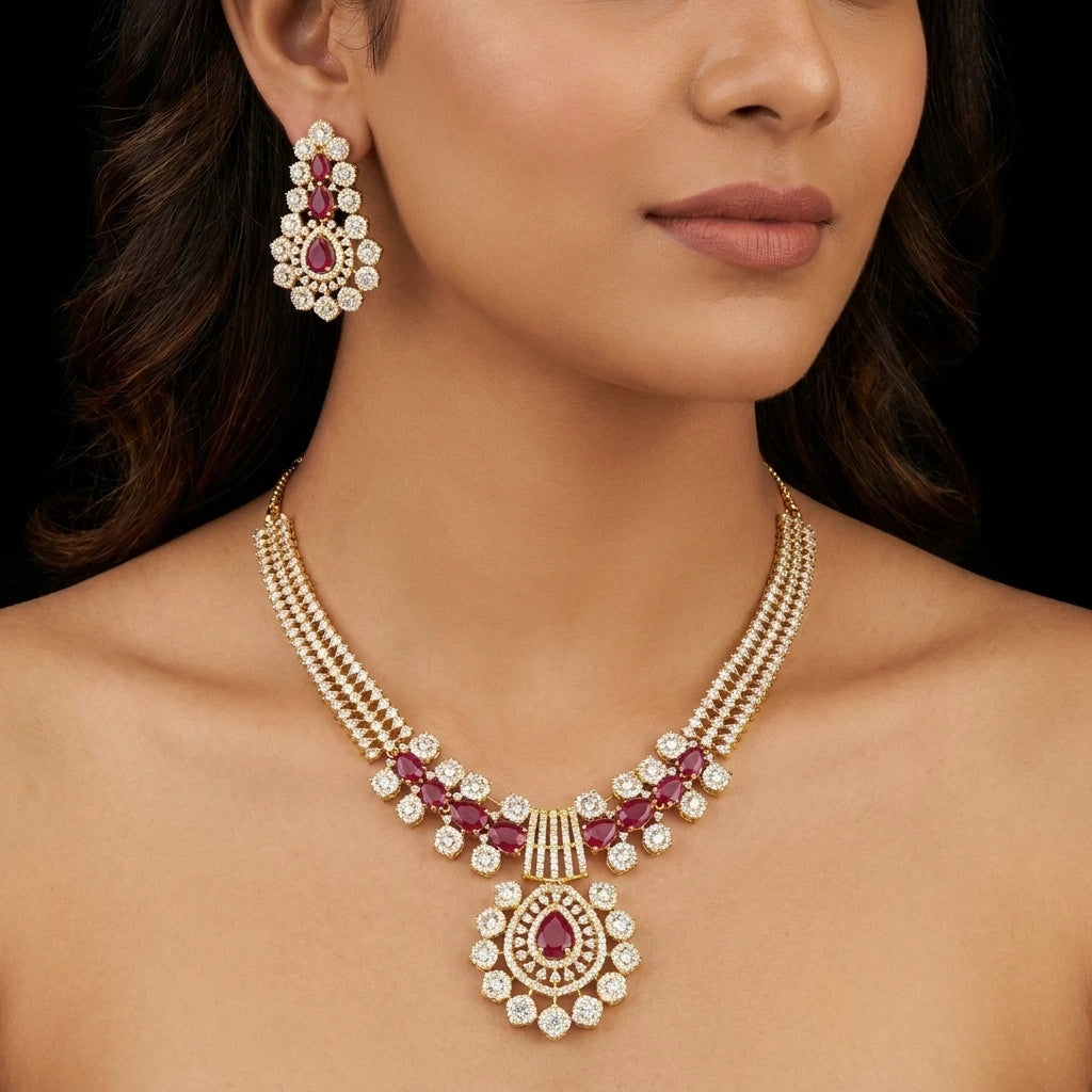 Premium Stone Necklace Short With Stud PMSNS29WR-0011, PMSHST74WR-003