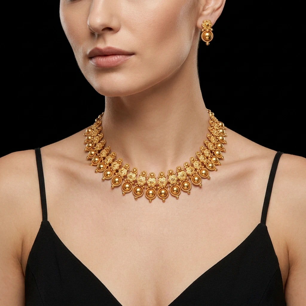 Geru Stone Necklace Short With Stud PGGRNSSR39-085, PGGRSTSR5-041