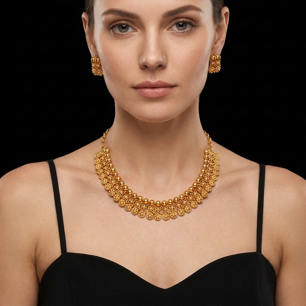 Geru Stone Necklace Short With Stud PGGRNSSR40-085, PGGRSTSR6-041