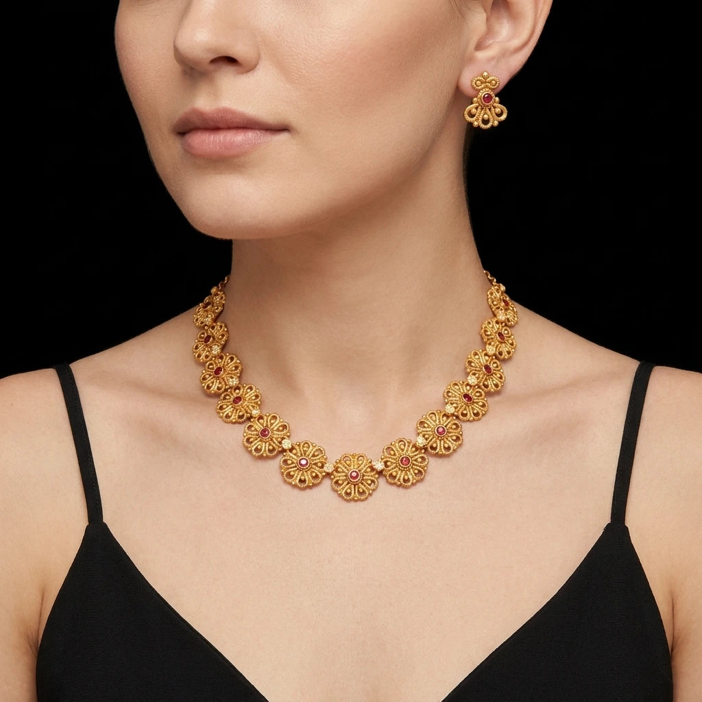 Geru Stone Necklace Short With Stud PSGRNSSR9R-088, PSGRSTSR35R-041