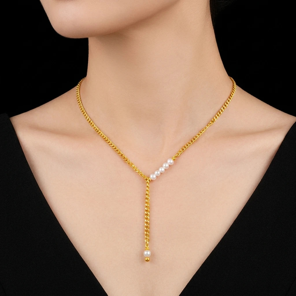 White Bead Necklace PPNS3P-073