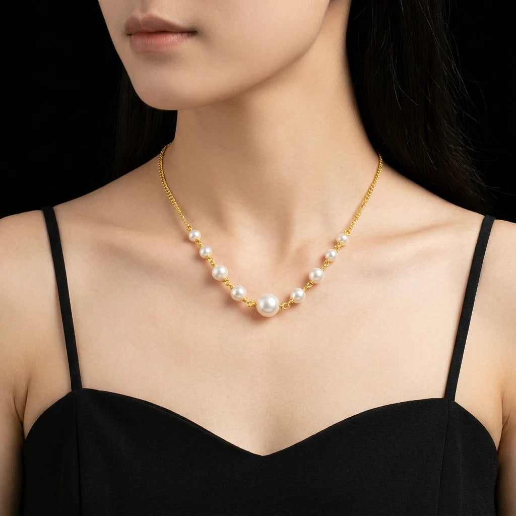 White Bead Necklace PPNS4P-024
