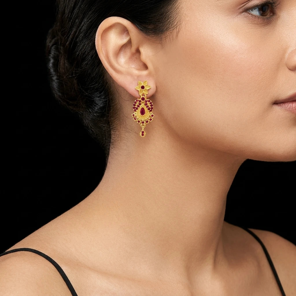 Stone Necklace With Hanging  Stud PSNS31R-035, PSHST154R-041