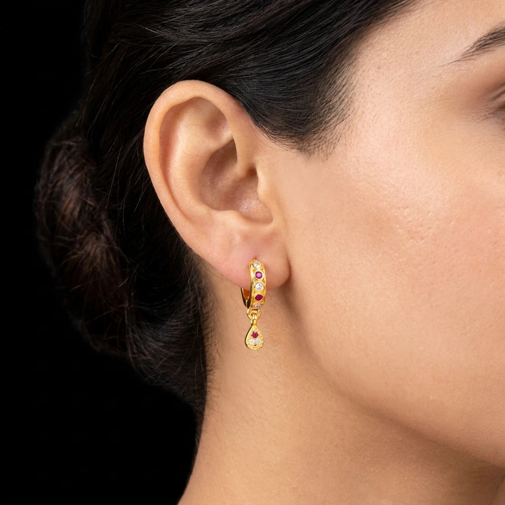 Stone Hoop Earrings Women