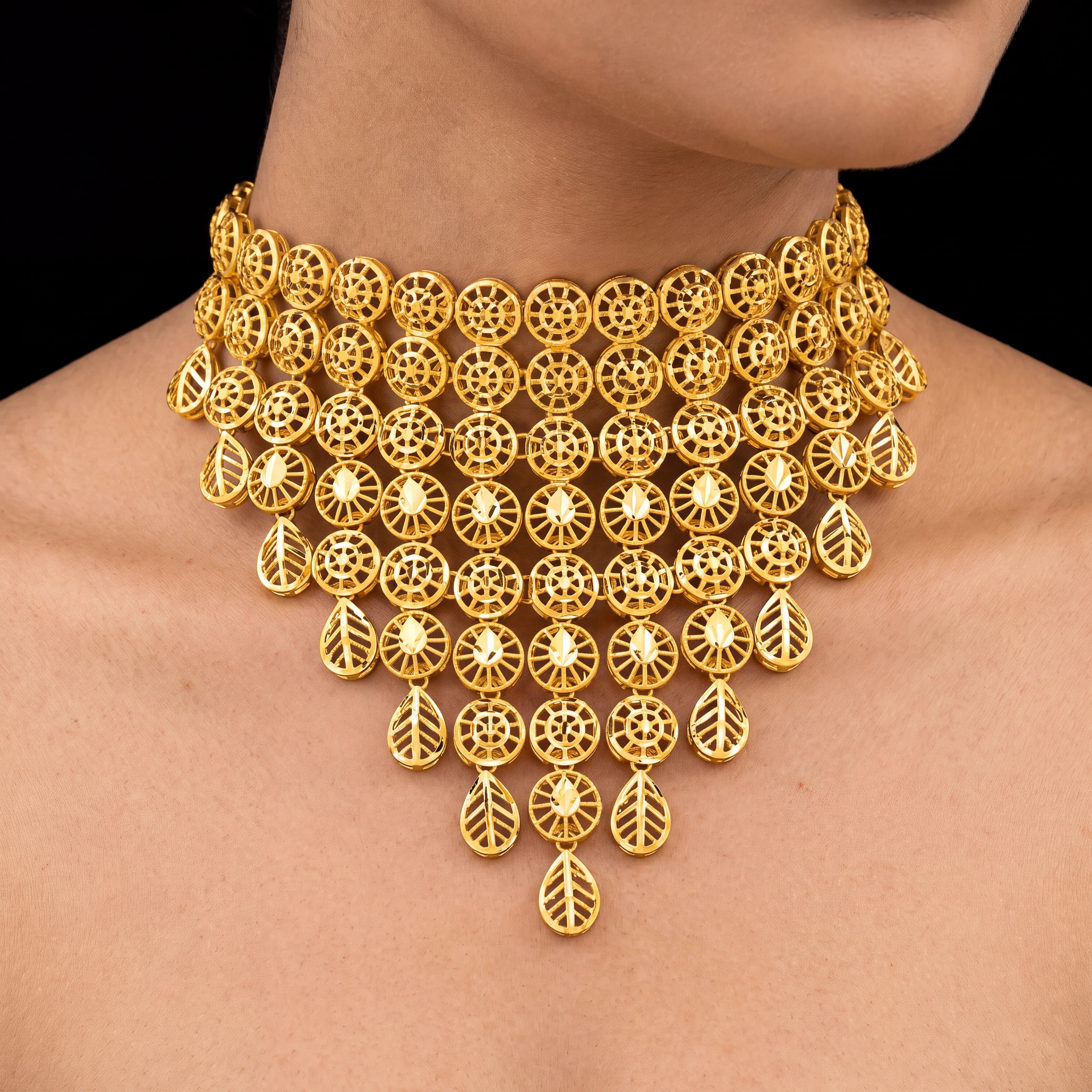 Golden Necklace Short with Golden Stud PGNS10-0301, PGHST90-061