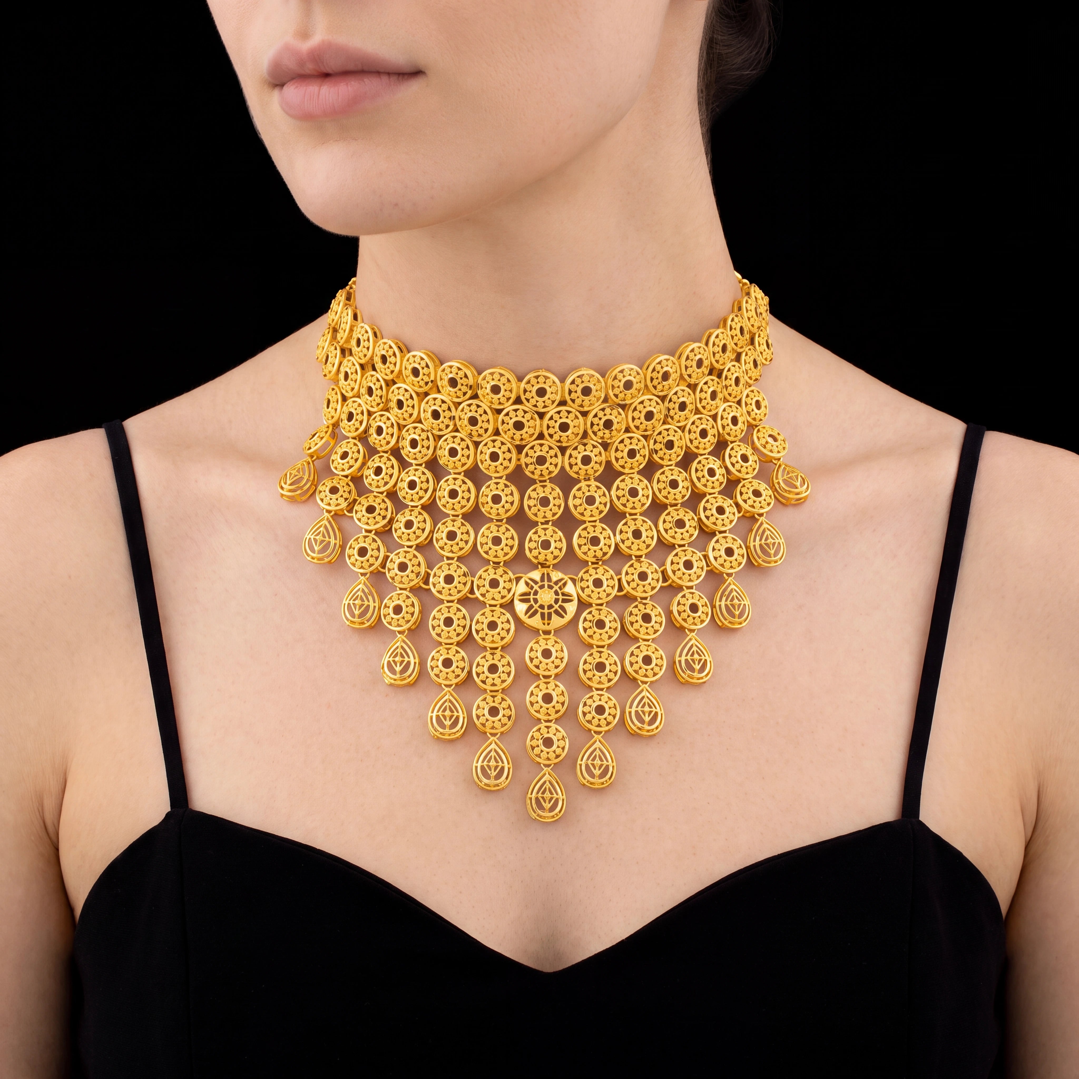 Golden Necklace Short with Golden Stud PGNS9-0301, PGHST89-061