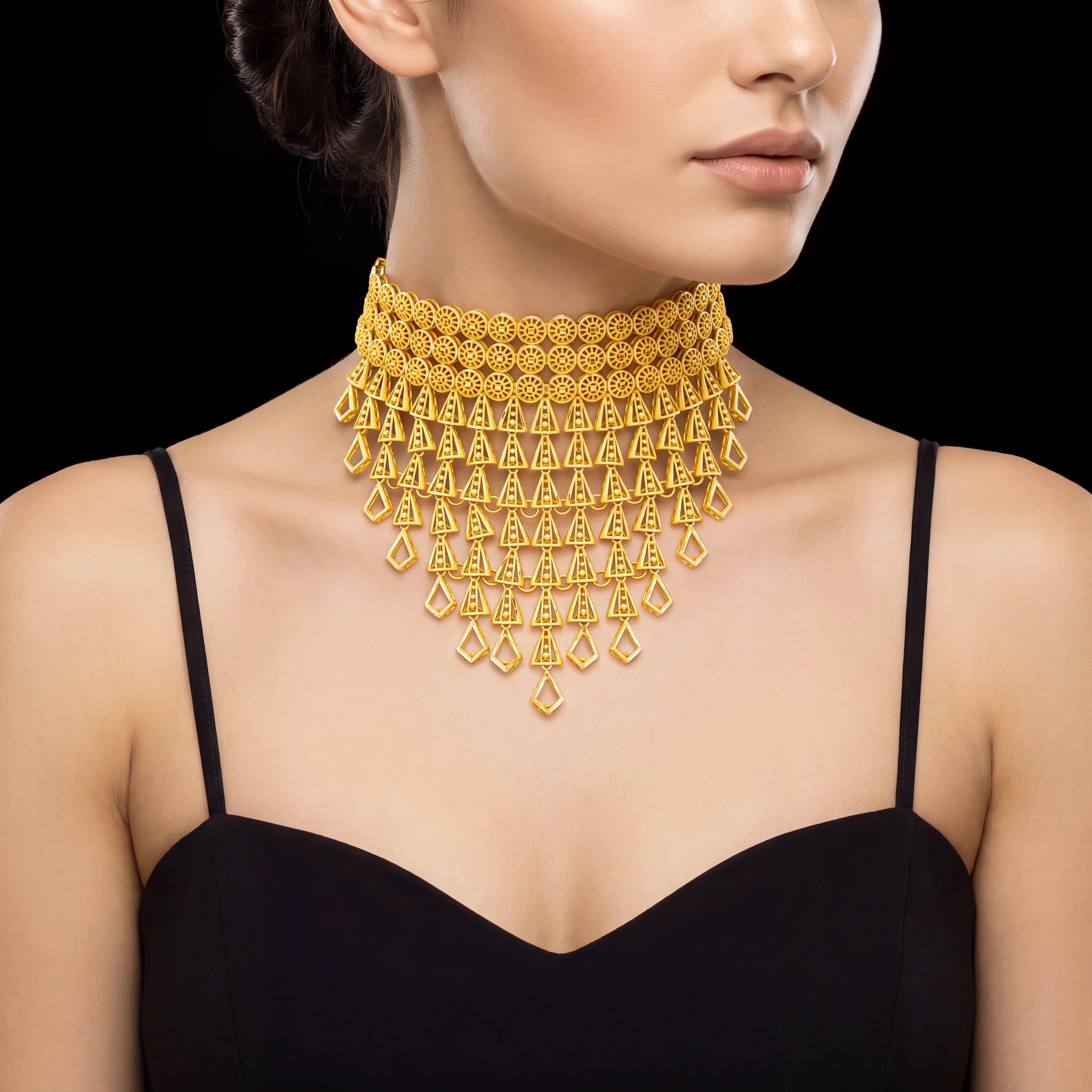 Golden Necklace Short with Golden Stud PGNS7-0301, PGHST87-061