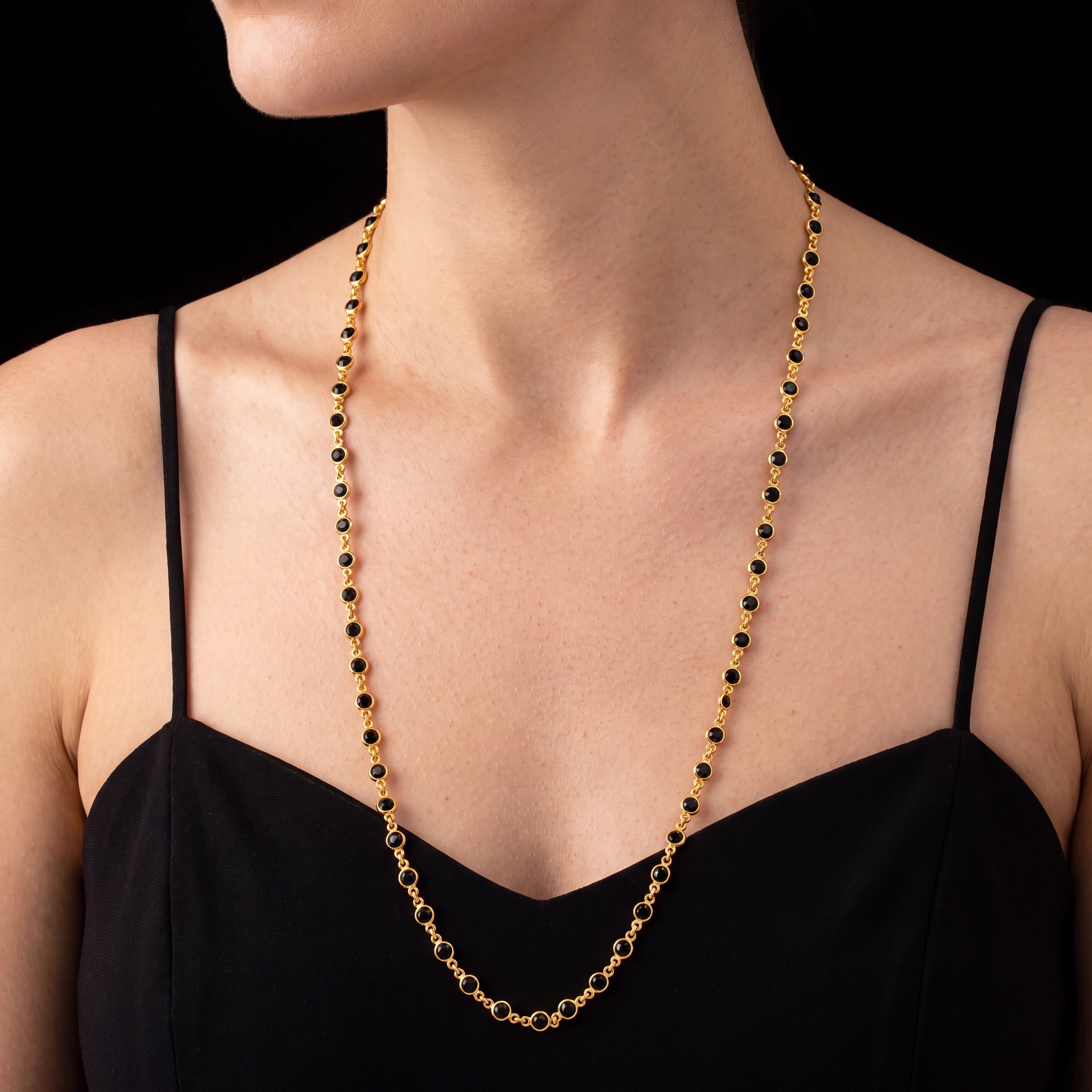 Classic Pearl Chain with Golden Bezels PSC2-036