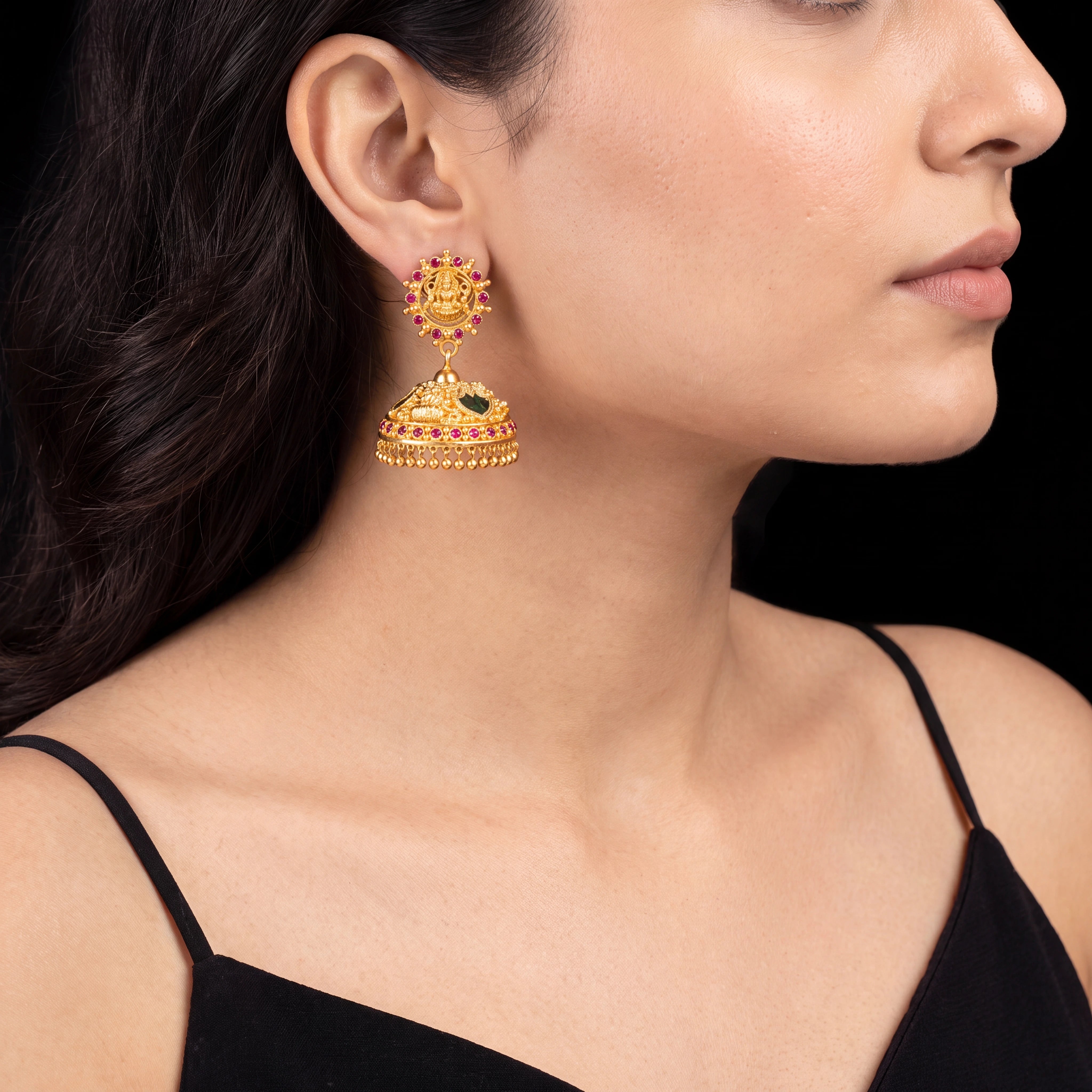 Palakka Green Stone Jimika Earring PSPKJSTPG4-096