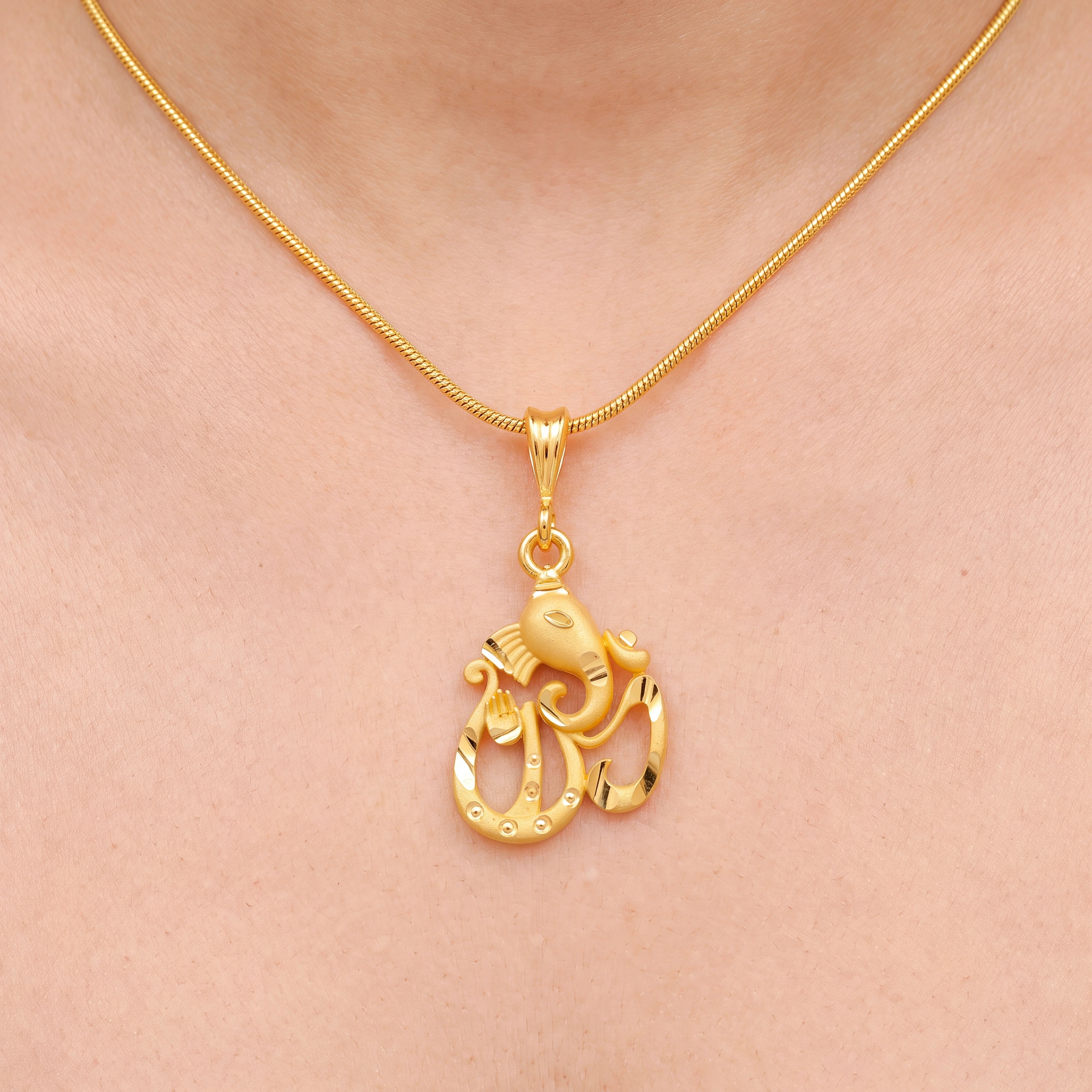 Om with Lord Ganesha gold pendant PGLT9-021