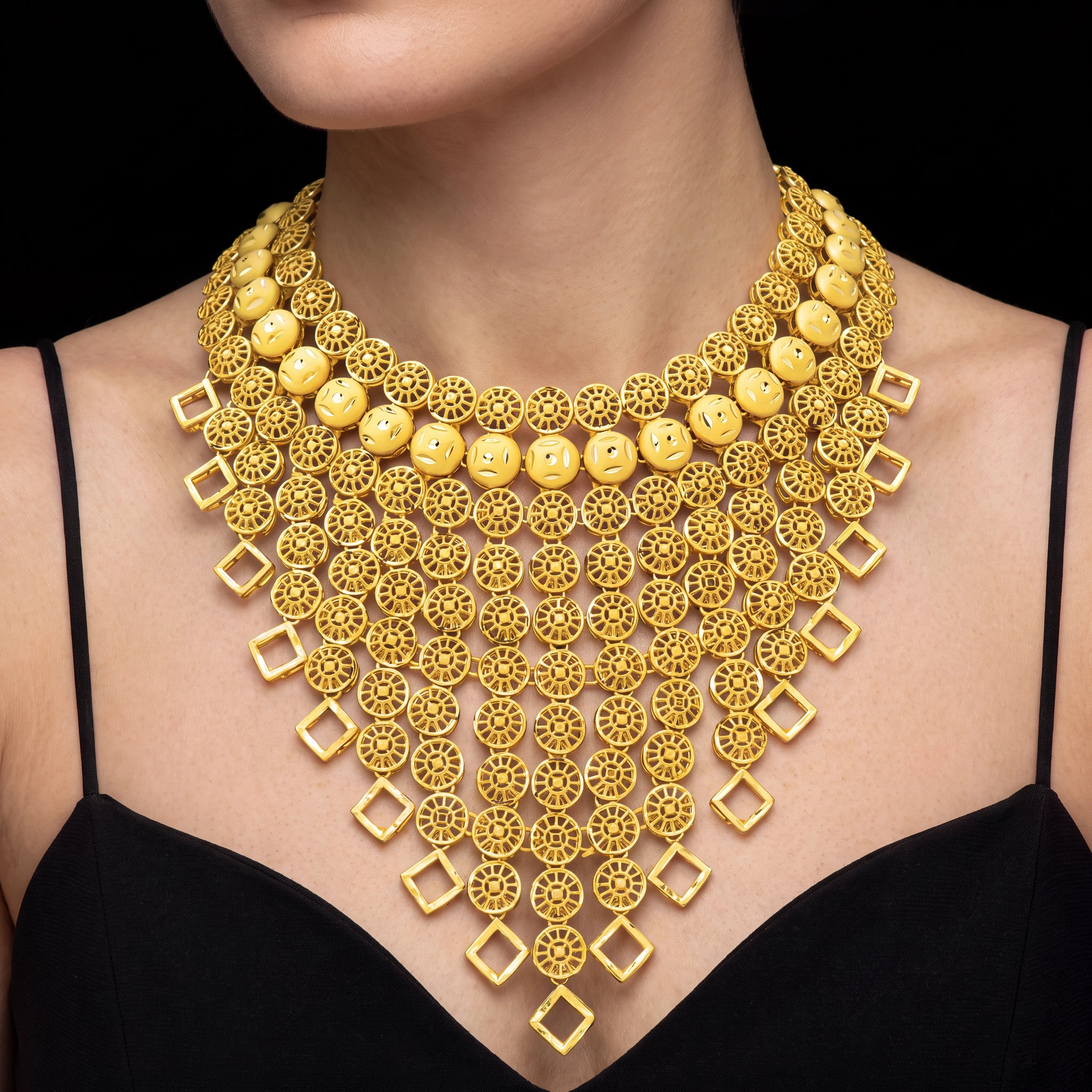 Golden Necklace Short with Golden Stud PGNS5-0301, PGHST85-061